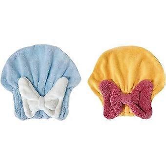 Long Curly Hair Quick-Dry Microfiber Hair Drying Cap with Bowknot Ultra-Fine