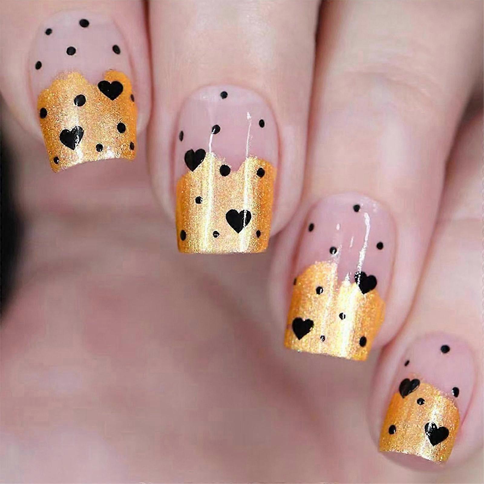 24pcs Square Glossy Press On Nails