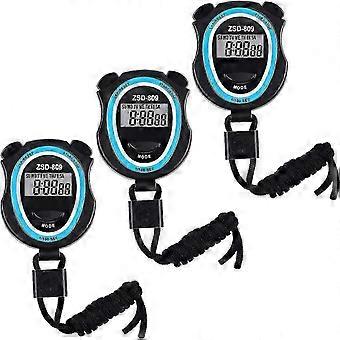 3 Pack Digital Stopwatches, Multifunctional Electronic Timers with Split Time, Lanyard, Battery Included, for Sports, Fitness, Coaching, Refereeing