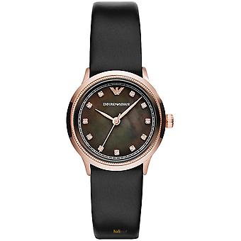 Armani alpha Quarz Analog Damenuhr mit AR1802 Kuhfell Armband