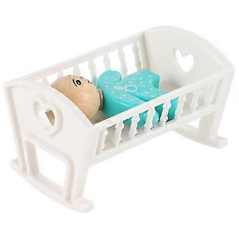 Miniature Doll Crib for Decor 1Set Doll House Furniture with Mini Cradle prime