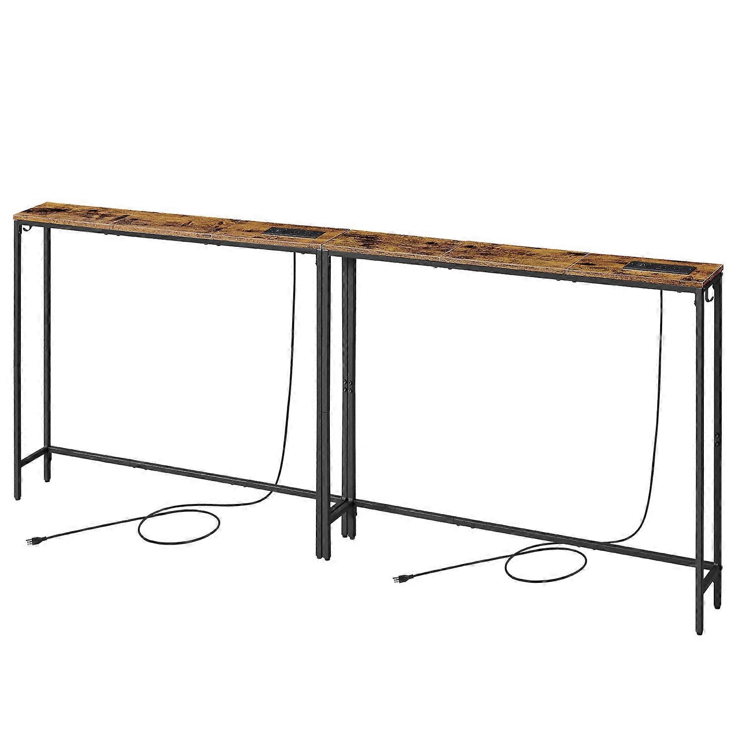 Slim console table with power outlets for sofa and entryw