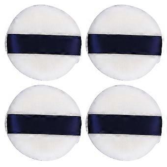 Professional Makeup Powder Puff with Ribbon for Women 4Pcs White Sponge