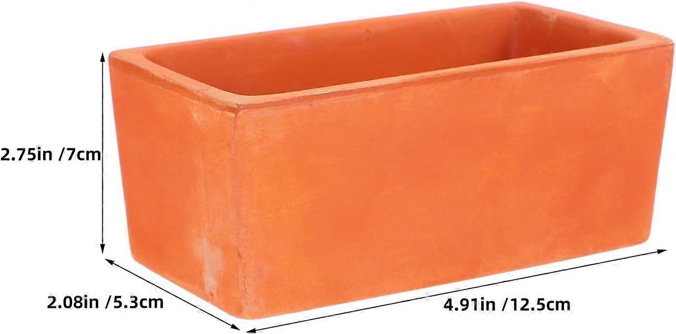 Rectangular Terracotta Planter Pots Orange 2pcs for Succulents