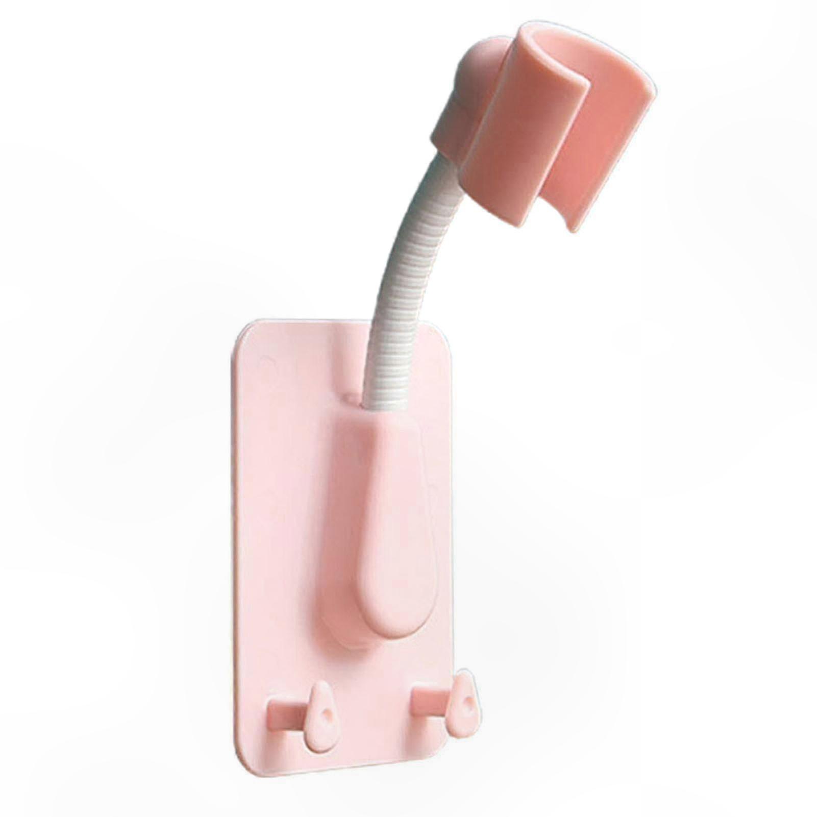 Self-Adhesive Shower Head Holder, Pink Plastic Wall Mount Bracket compatible with Bathroom