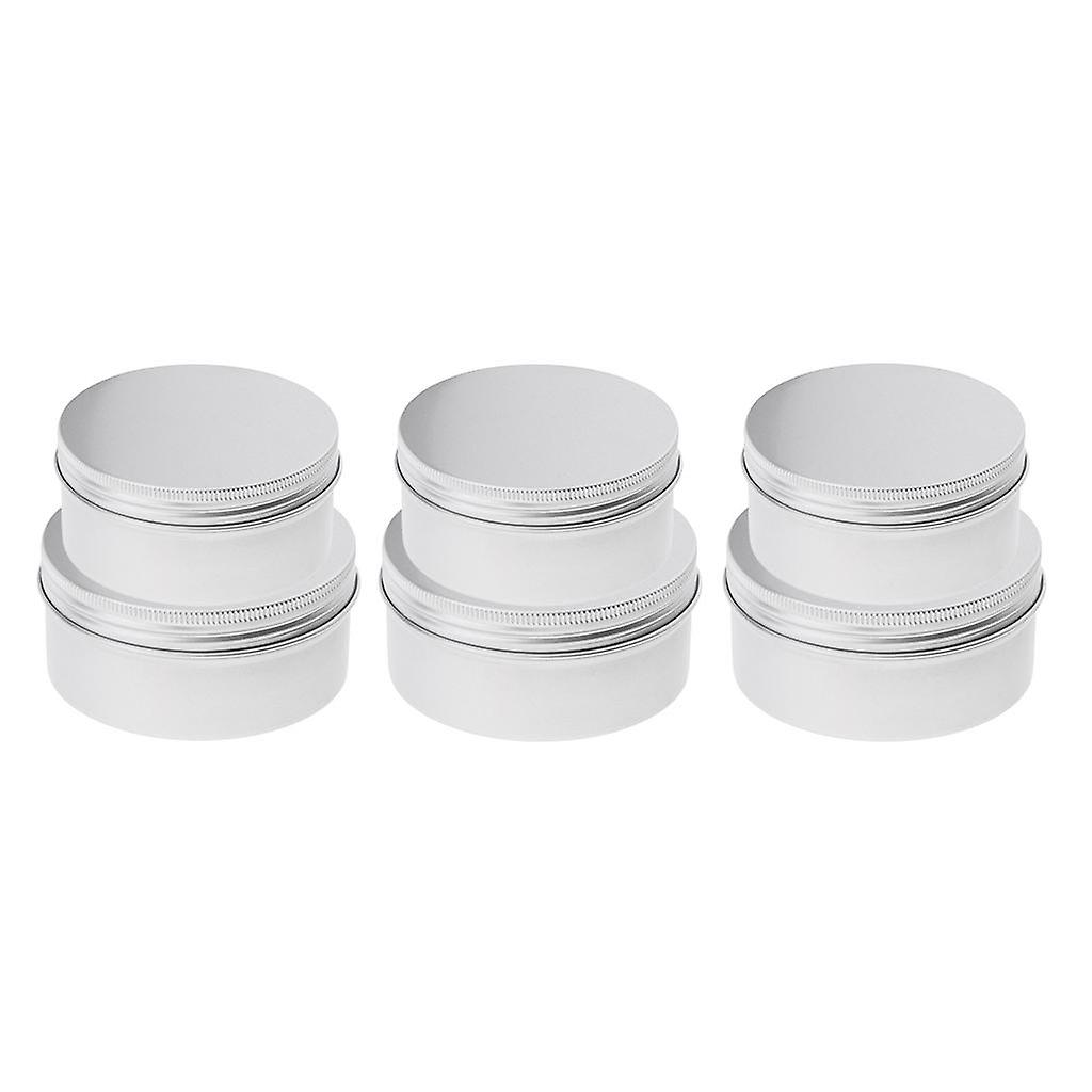 6 Pieces Aluminium Lip Balm Empty Pot Jar Tin Container Box with Screw Lid
