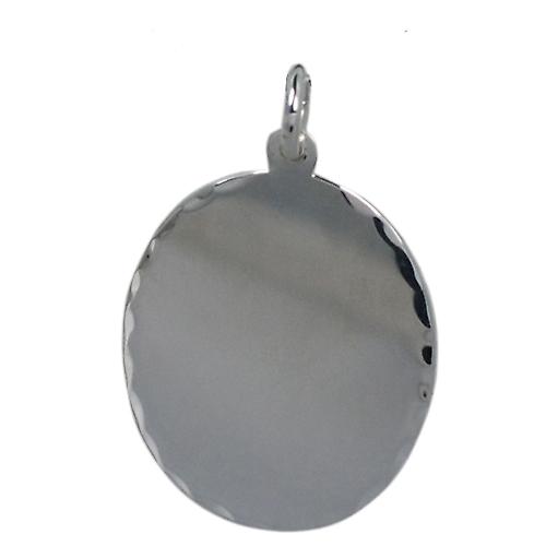 Silver 27x21mm diamond cut edge oval Disc