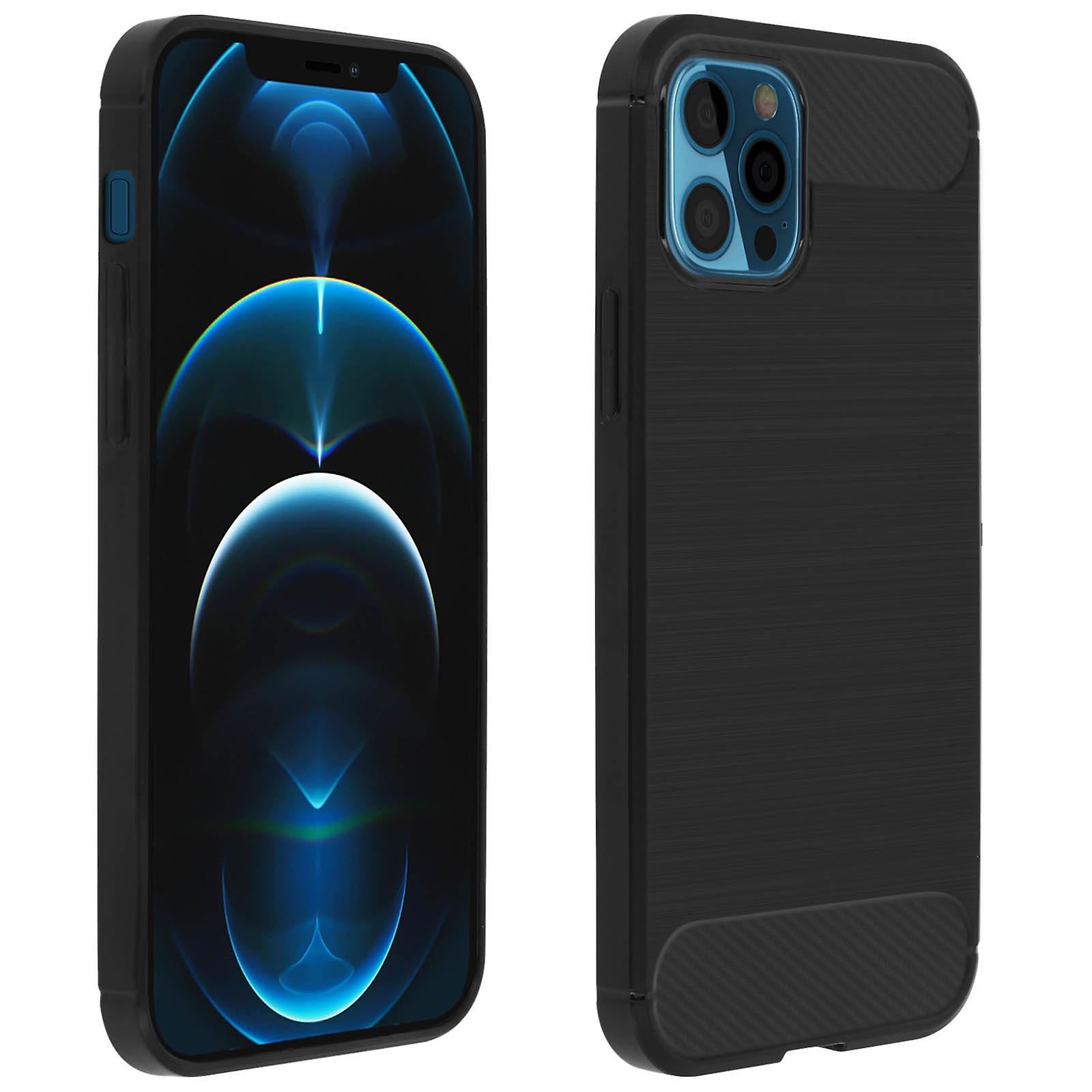 Funda iPhone 12 Pro Max silicona efecto aluminio cepillado - Negro