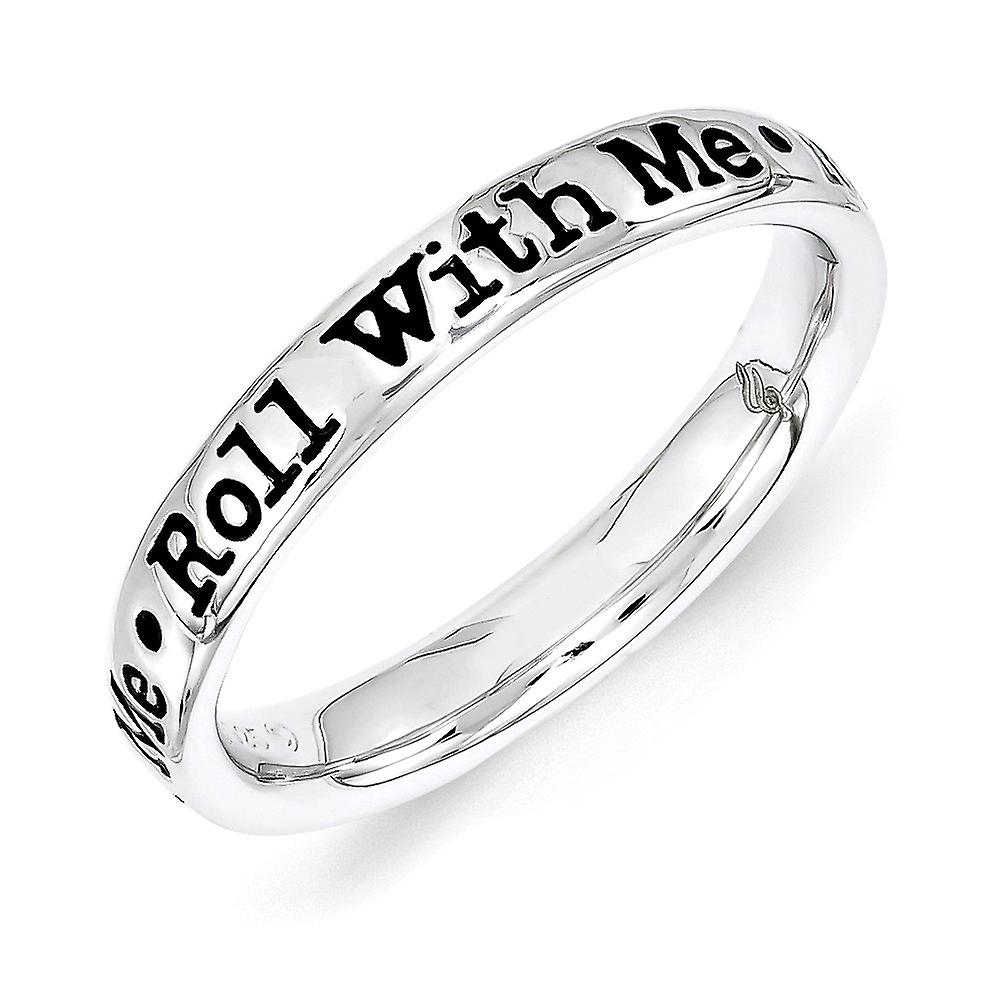 3.25mm 925 Sterling Silver Polished Stackable Lyric Roll With Me Ring Stackable Ring for Women - Ring Size: 5 to 10