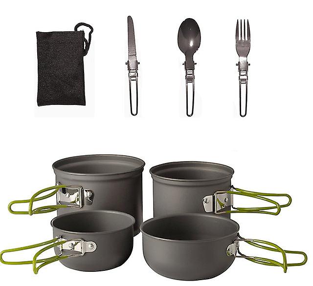 mickcara Camping Cookware Kit Outdoor Aluminum Cooking Set Foldable Spoon Fork Knife Cup Hiking Picn