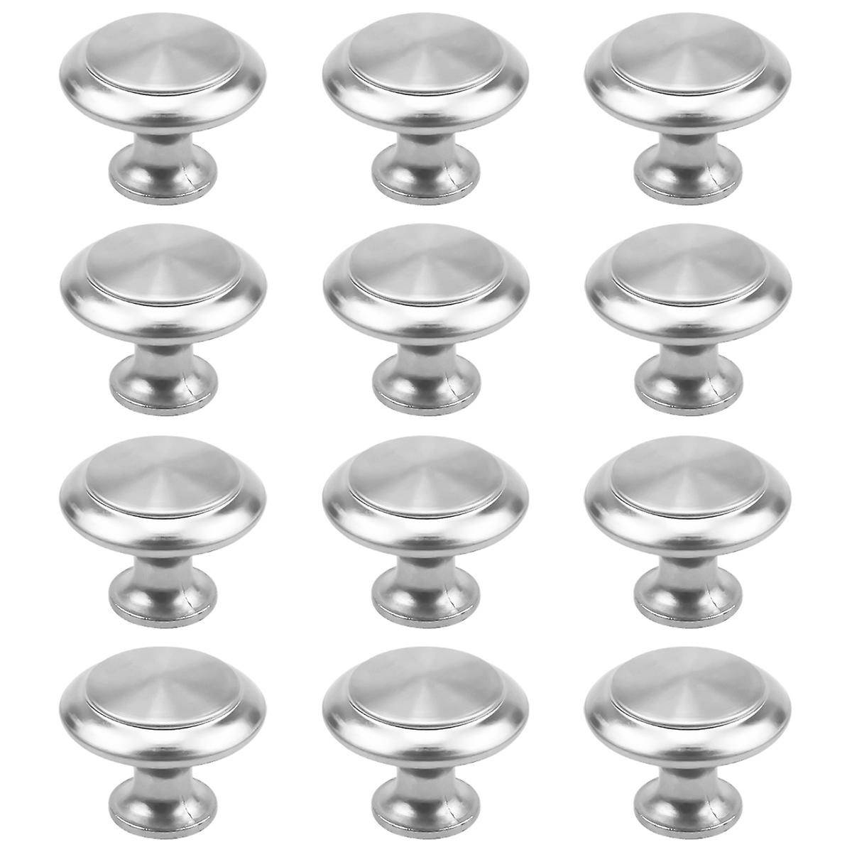12pcs Matted Silver Cabinet Knobs Round Mushroom Drawer Knobs 30mm