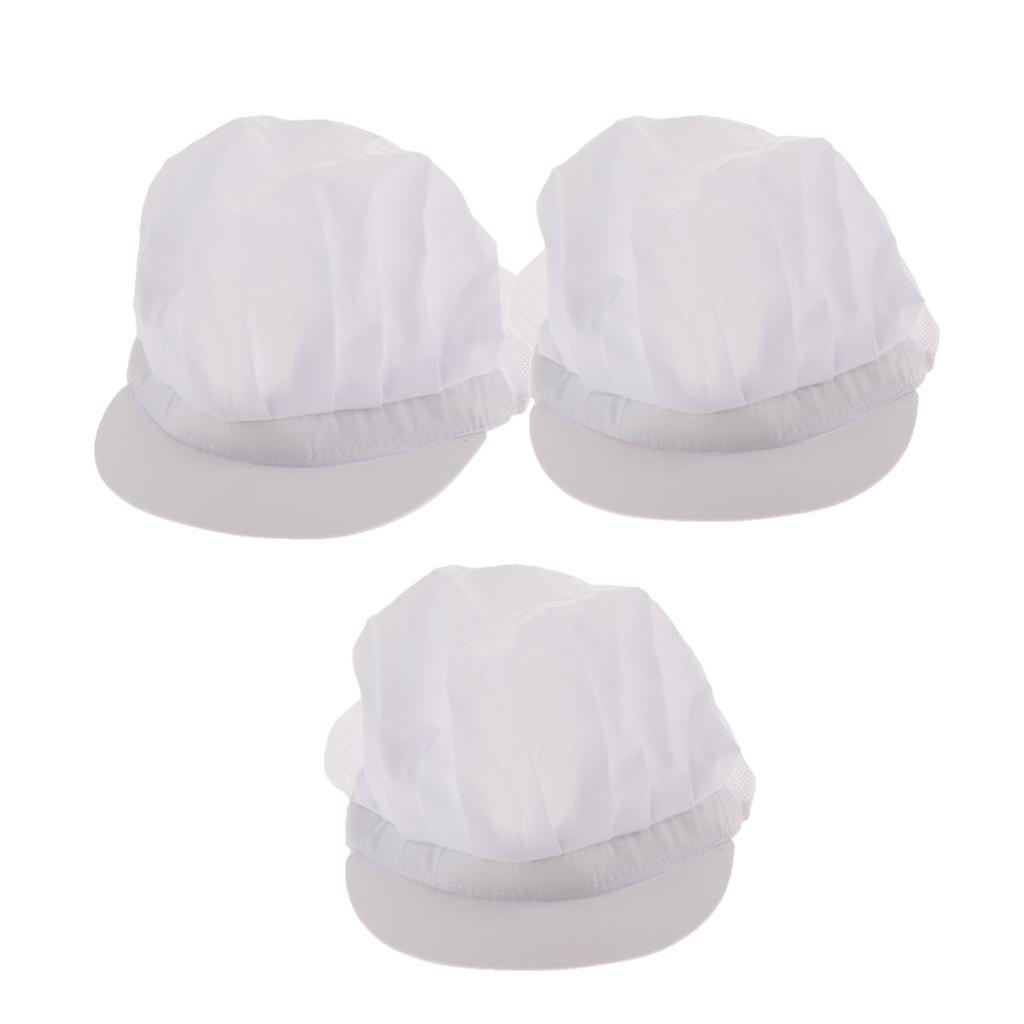 3xCook Adjustable Men Women Kitchen Baker Chef Elastic Cap Hat White