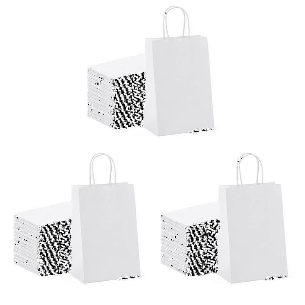 أكياس ورق كرافت 75 قطعة 5.9x3.14x8.2 بوصة أكياس هدايا ورقية صغيرة أكياس ورقية بيضاء مع مقابض Pape