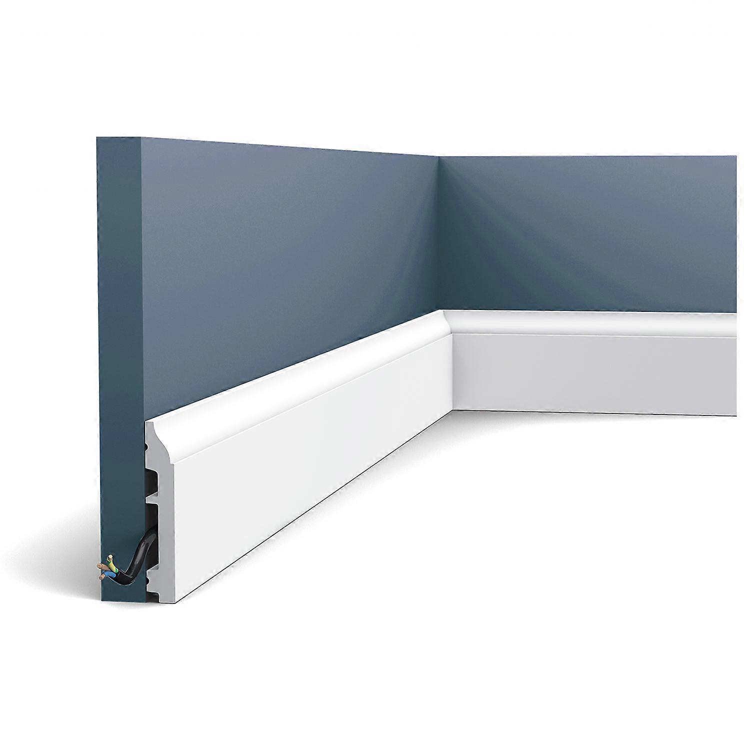 Orac Decor 1 x Skirting SX172 AXXENT 200 cm x 8.5 cm x 1.4 cm white Duropolymer® pre-primed lightweight, dimensionally stable, shockproof with cable r