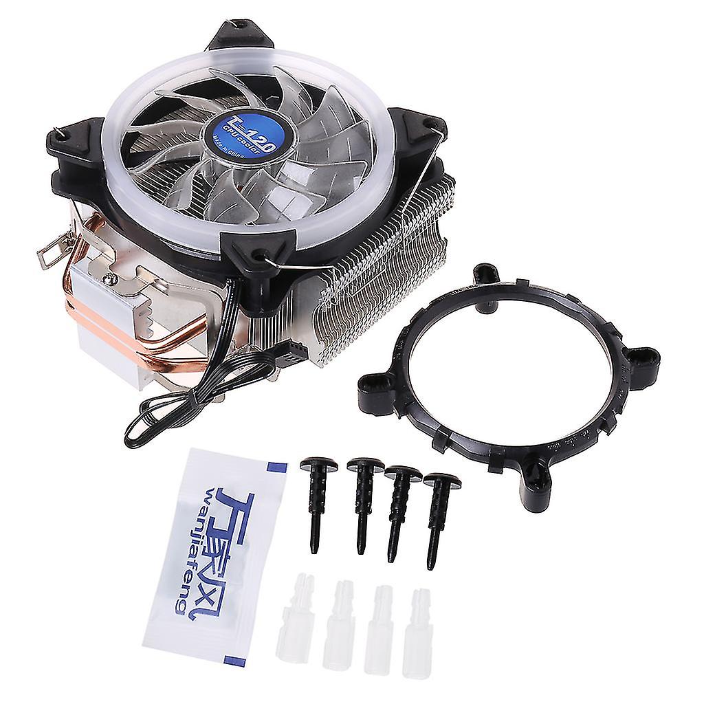 Cooling Fan Cpu Cooler Computer Processor Lighting Radiator 2 Heat Pipes Compatible With Int
