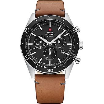 Armbanduhr rund mit Lederarmband Herrenuhr Analog Quarz mit Rindslederarmband SM34079.04