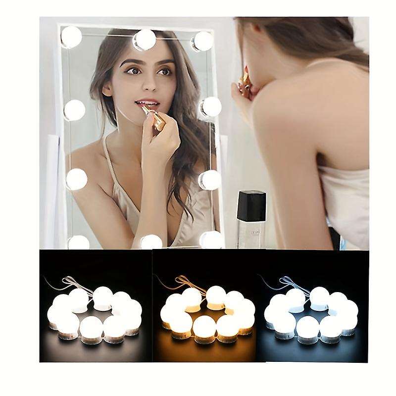 Dimmable 10 Led Vanity Lights For Makeup Dressing Table Bathroom And Body Wall Mirror - 3 Color Modes And Brightness Settings