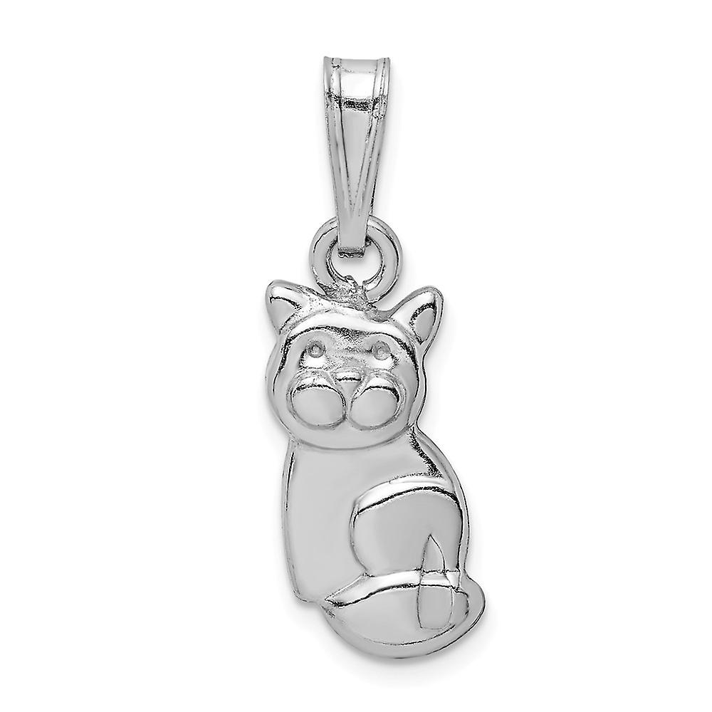 925スターリングシルバーロジウムメッキポリッシュキャットペンダントネックレス女性用長さ28.26mm厚さ3.83mmペンダント