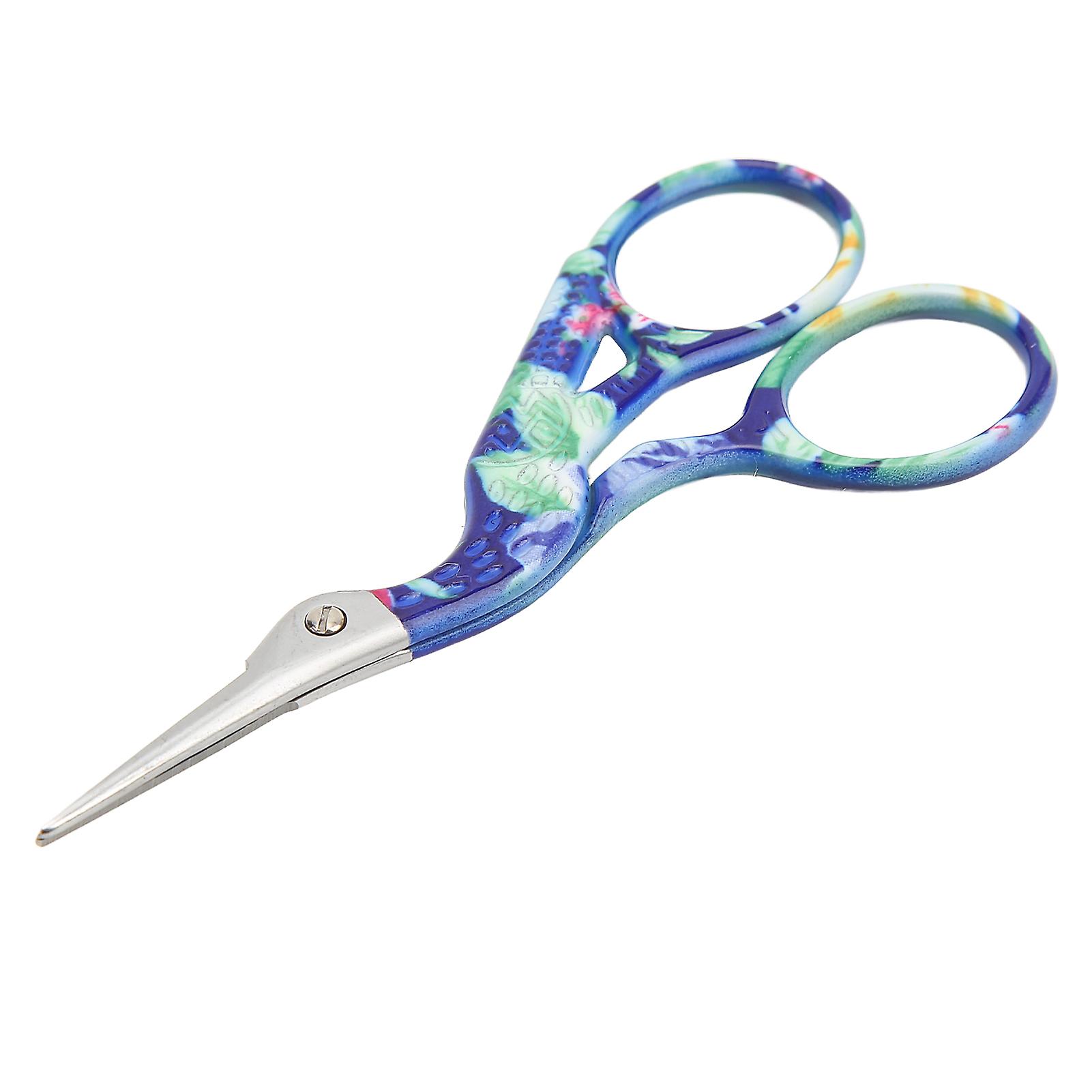 Craft Scissors Elegant Crane Design, Left Handed Right Handed Users Comfortable Metal Handle for Multi-Purpose Cutting Needs Dark Blue Stainless