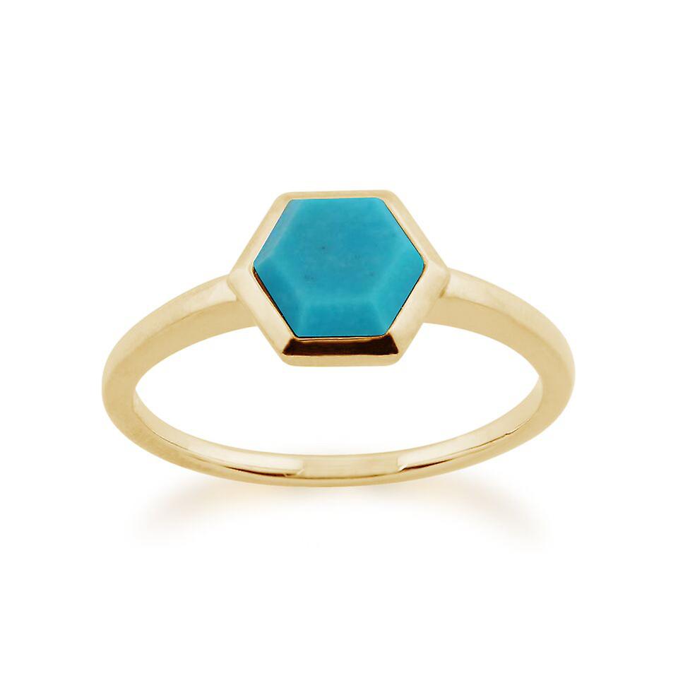 Gemondo 925 Gold Plated Sterling Silver 0.85ct Turquoise Hexagonal Prism Ring 271R018701925