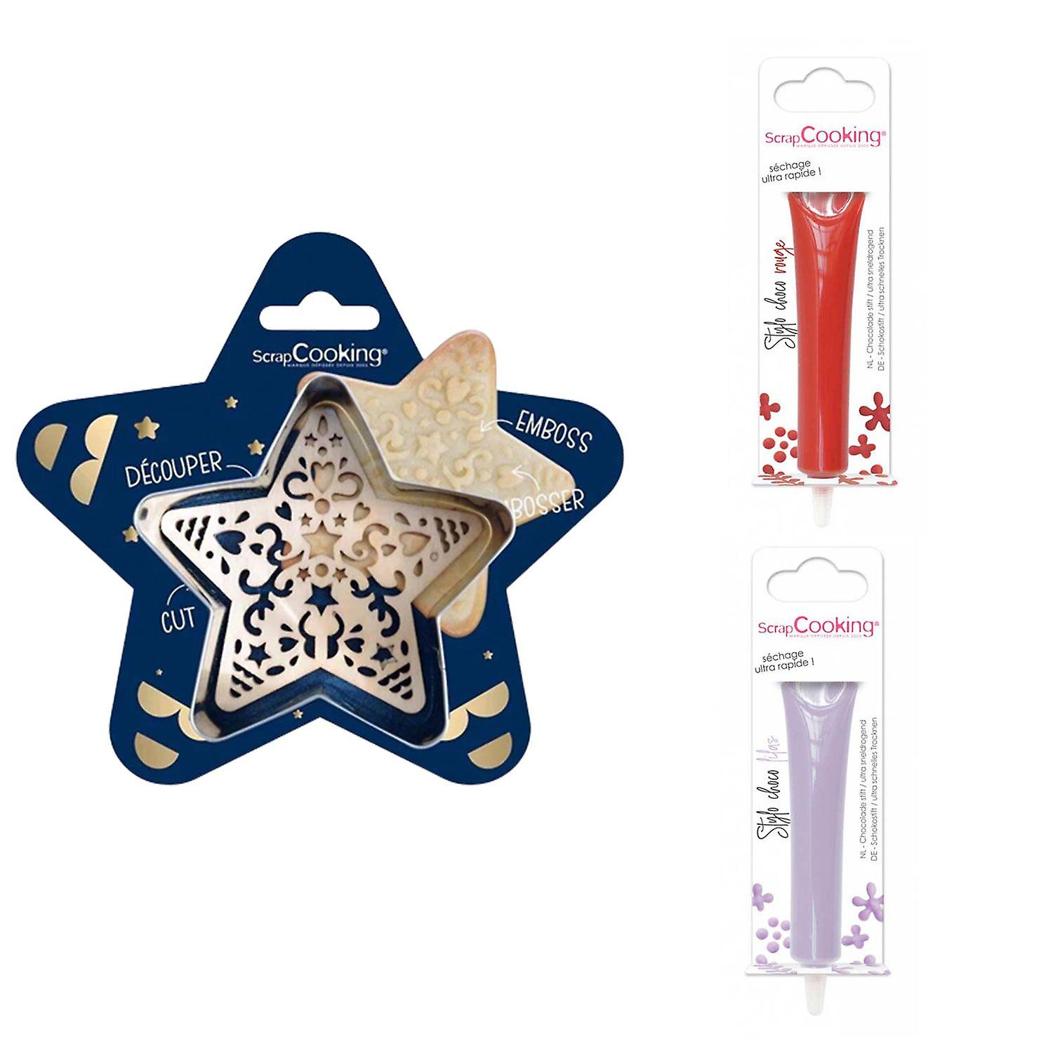 Star Relief Cookie Kit + 2 Red and Lilac Chocolate Pens