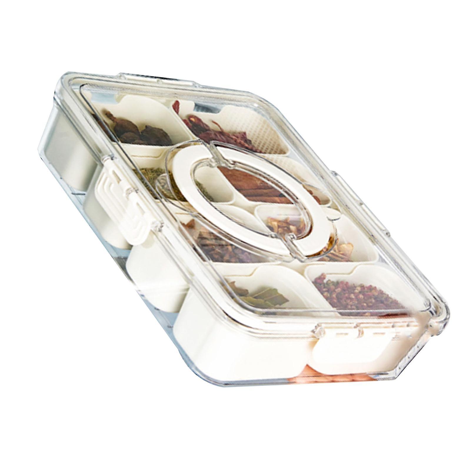 Plastic Storage Box Multi Grids Fridge Food Divider Box for Dumpling Vegetable Fruit Seasoning Large 8 Grids 