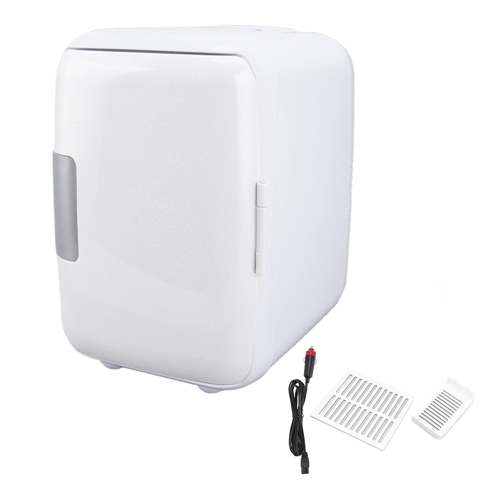 4 Liter Car Refrigerator, Durable ABS, Removable Compartment, Portable Mini Fridge for Food and Cosmetics, White
