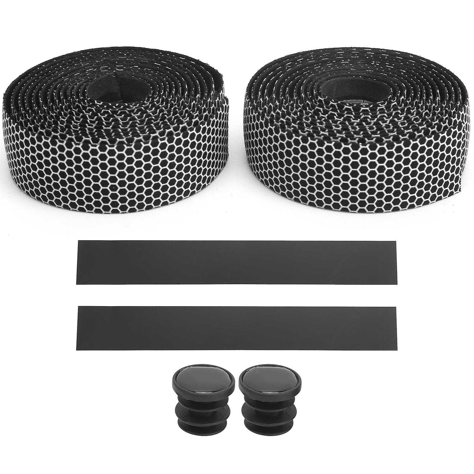 Pair of Anti-Slip Elastic Bicycle Handlebar Tapes (Black and White)