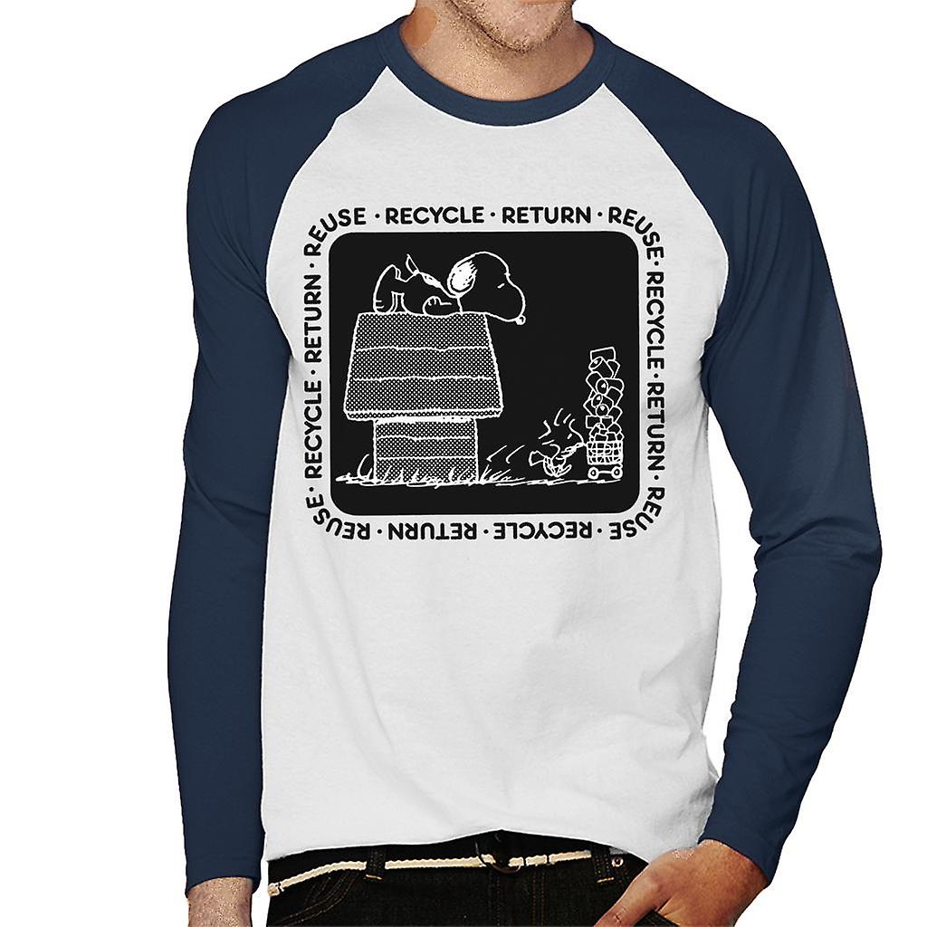 Peanuts Snoopy Recycle Return Reuse Men's Baseball Long Sleeved T-Shirt
