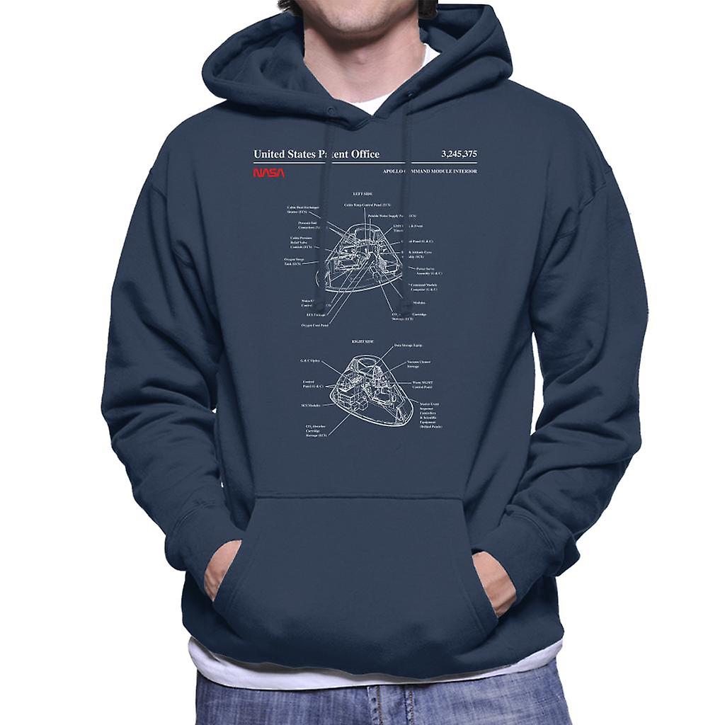 NASA Apollo Command Module Interior Blueprint Men's Hooded Sweatshirt