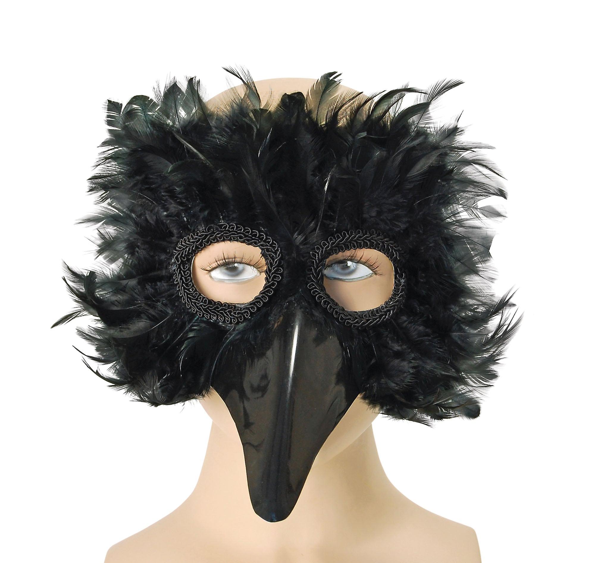 Black Bird Feather Eye Mask Masks Unisex Em003