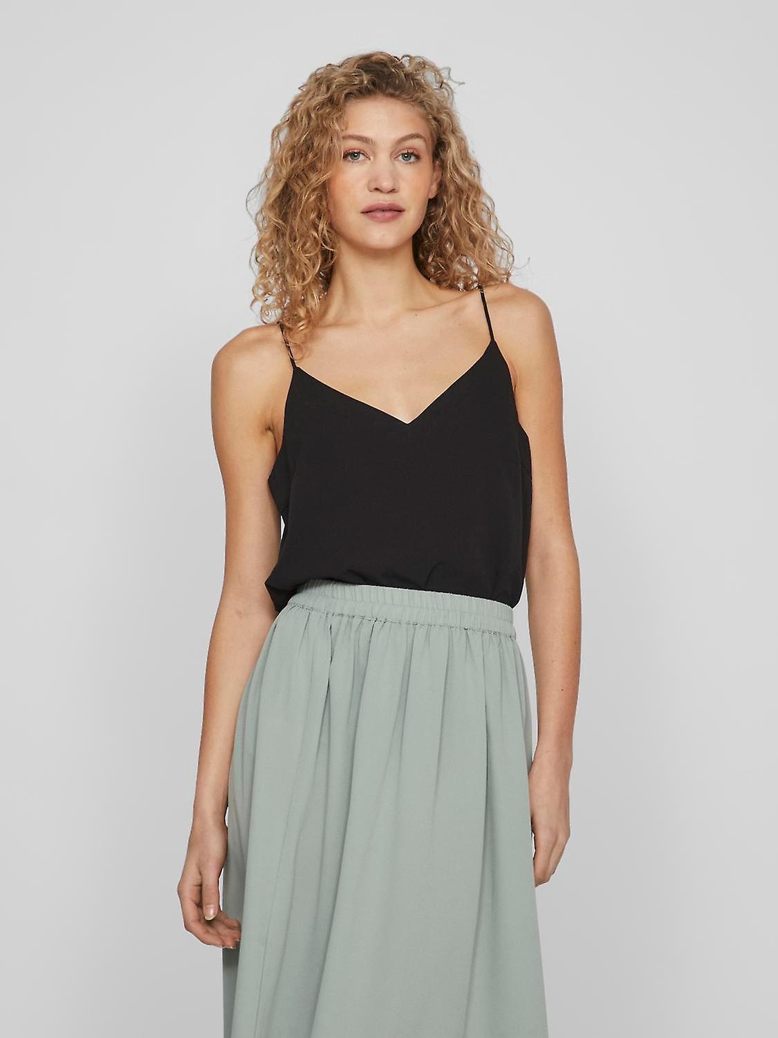 Blusa Casual com Decote em V Leve e Elegante com Alças de Espaguete para Mulheres VILA