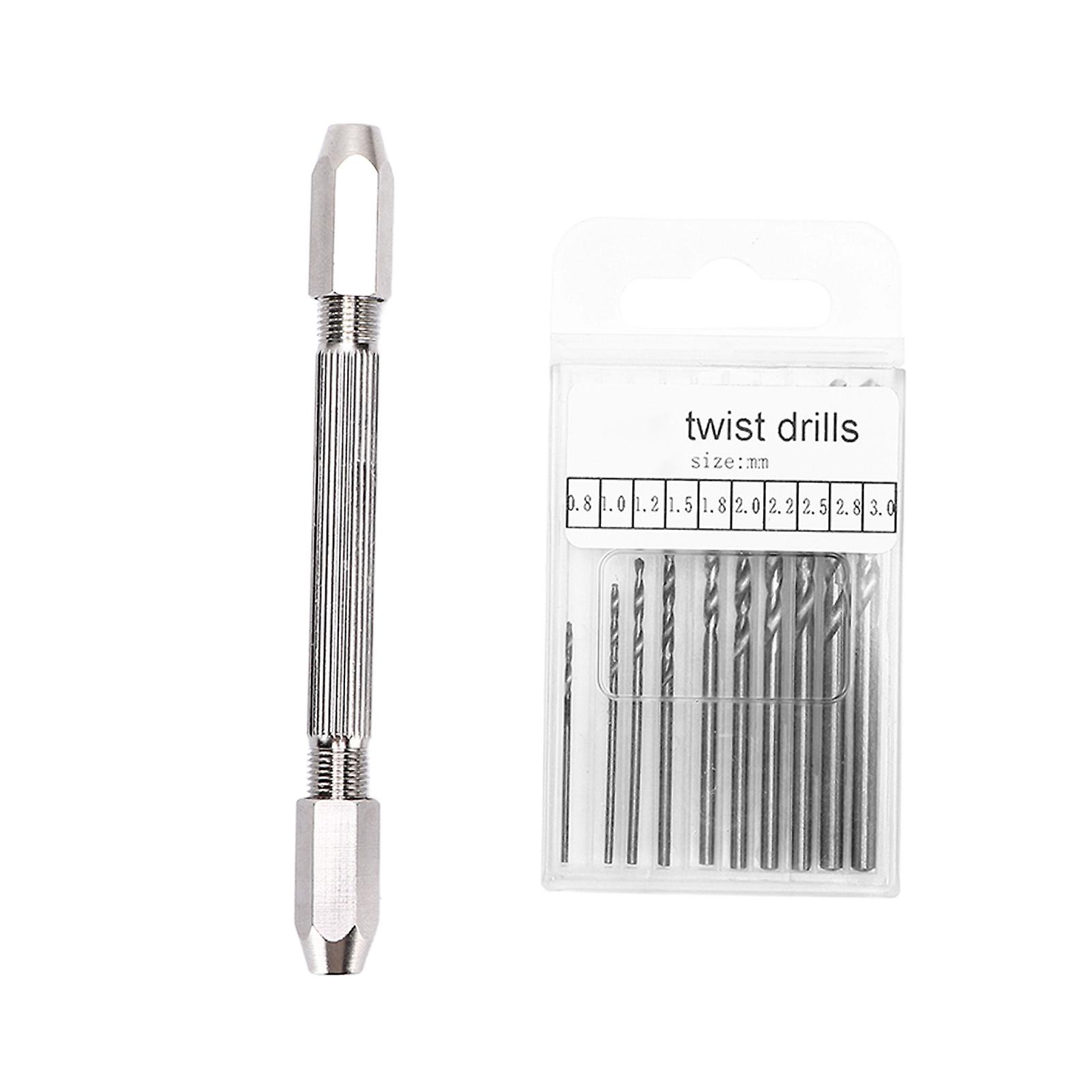 Durable Rustproof Double Hand Drill 2 Collet Chucks 3 Jaws Ergonomic Handle with Twist Drill Bit Hand Drill Set