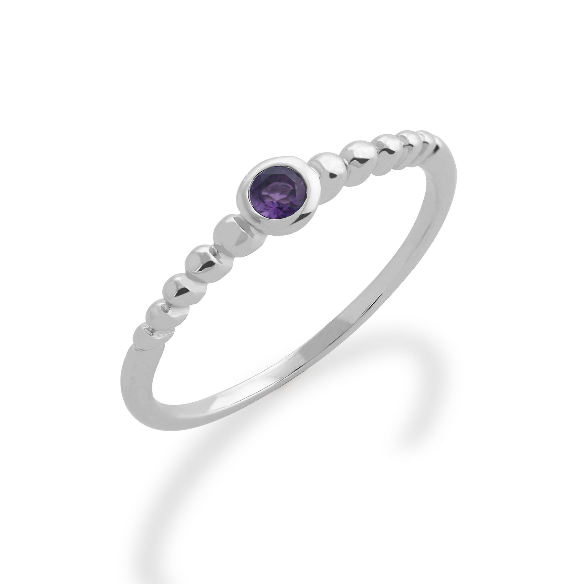 Essential Round Amethyst Bezel Set Stack Ring in 925 Sterling Silver 271R019104925