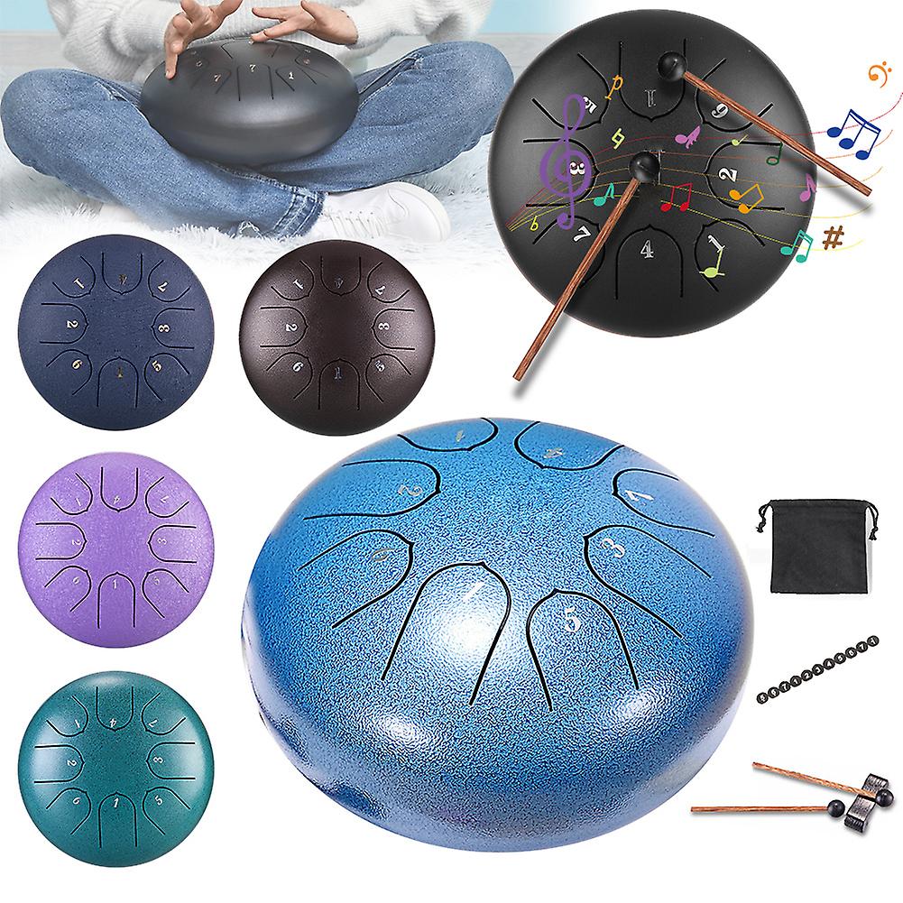 6 inch 8 Notes Ethereal Drums Hand-made Musical Steel Drums with Bag/Mallets/Finger Picks Meditation Beginner Music Lovers Presents