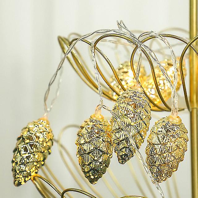1.5m 10led Pine Cone Fairy Lights Decoration 2024 Xmas Tree Decor Light String Ornaments New Year Garland Noel Navidad