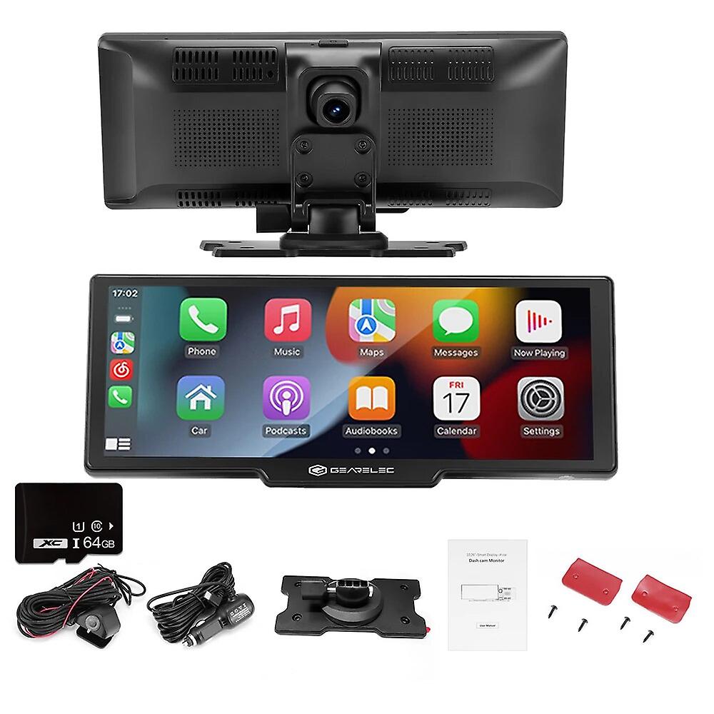 Multifunction 10.26" 4k Car Dash Cam Dvr Video Rcorder Support Carplay&android Auto Wireless Connection Wifi Bluetooth