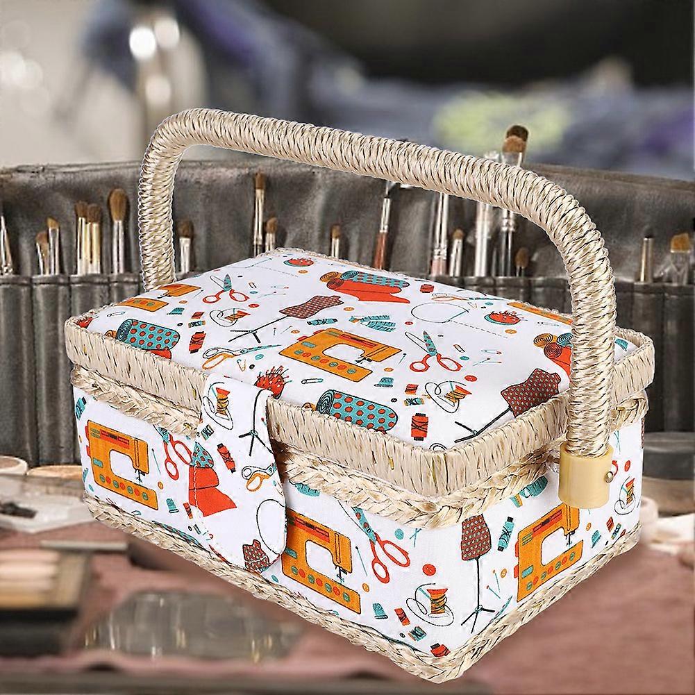 Handmade Sewing Basket 19x13x10cm Orange Thread Storage Box
