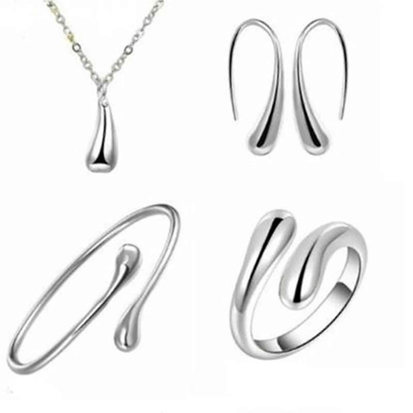 Four Piece Ring Earrings Necklace Bracelet Set