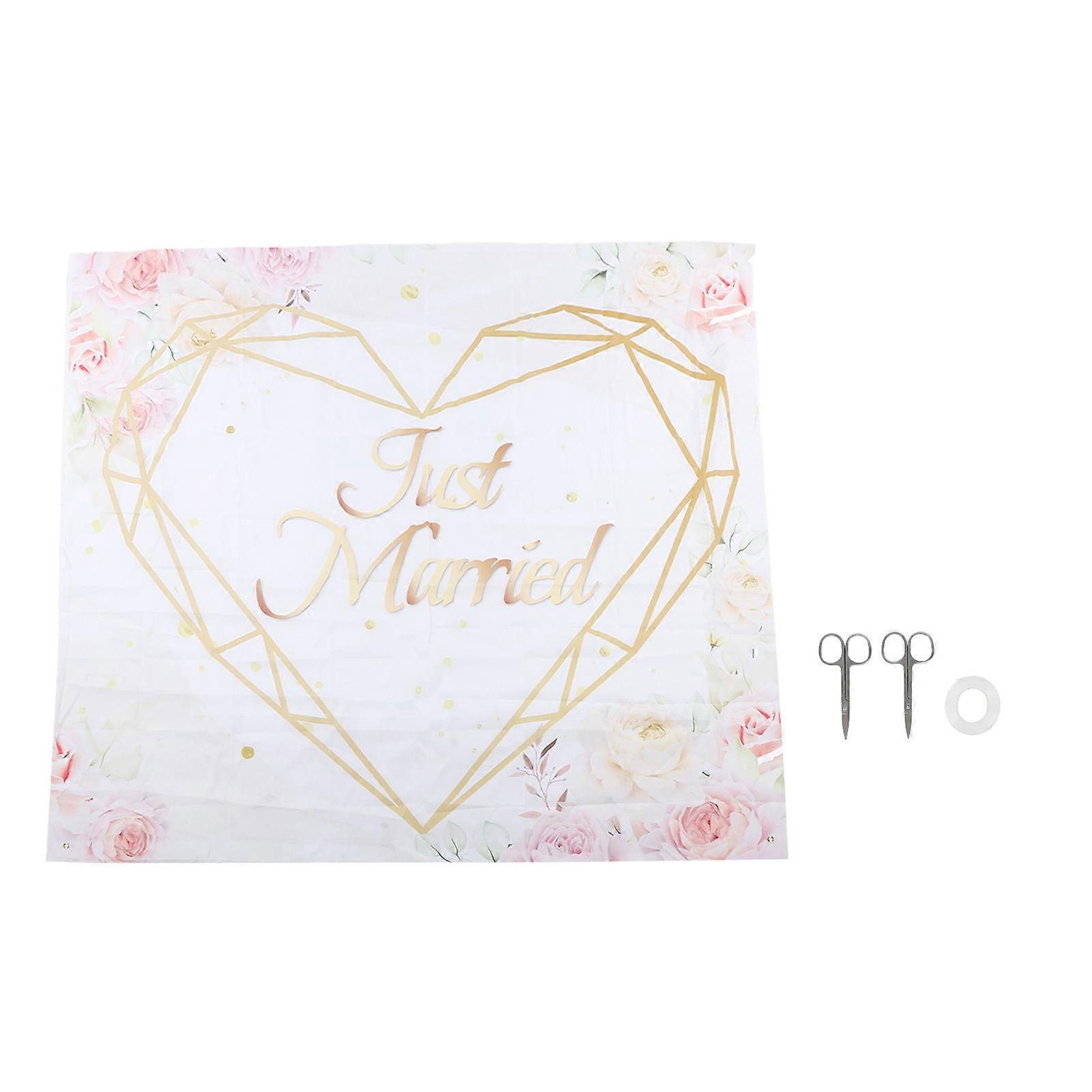 Wedding Love Backdrop Polyester Romantic Quick Setup Wedding Heart Backdrop For Wedding Engagement Party Without Gift Box