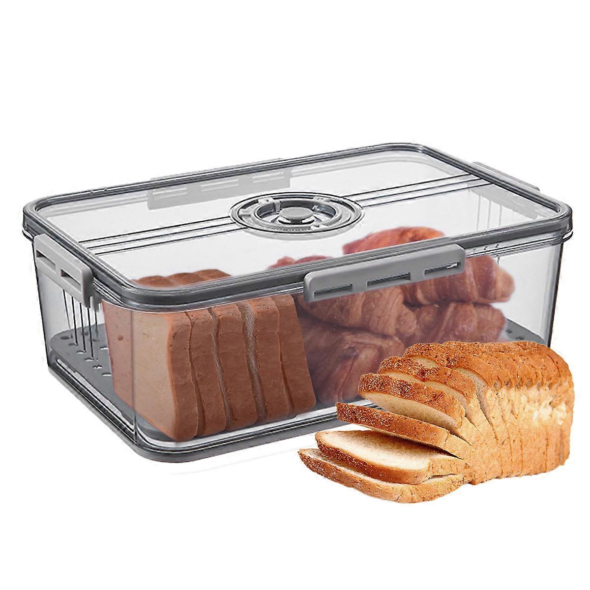 Bread Storage Container with Airtight Lid - Bread Box for Kitchen Countertop, Time Recording Bread Keeper for Homemade Bread, Bagel, Cookies, Cupcakes