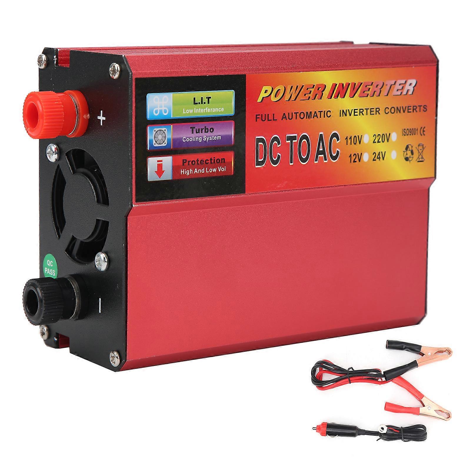 500W Power Inverter DC24V to AC110V USB Charging Port LED Light Digital Display Modified Sine Wave E2U111