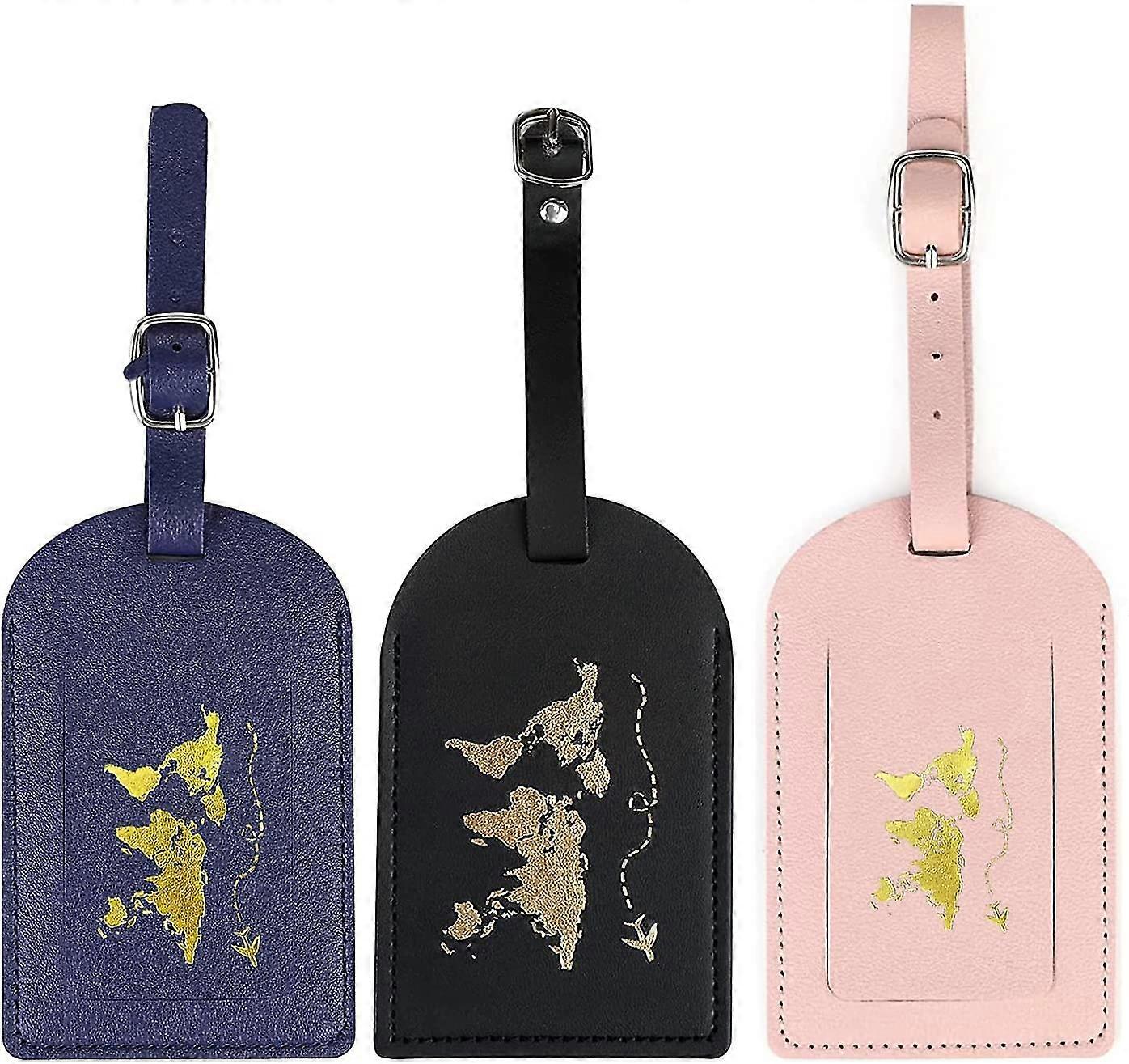 Pu Leather Suitcase Pendant With Address Plate, Set Of 3