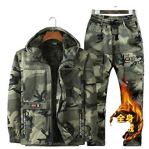 Iarna bărbați de pluș îmbrăcăminte de protecție a muncii jachetă de lucru îngroșat cald rezistent la uzură îmbrăcăminte de camuflaj