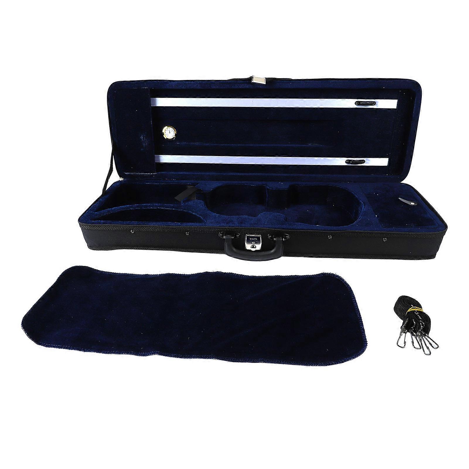 4/4 Θήκη βιολιού με υγρόμετρο Oxford Cloth Cotton Lining Oblong Shape Violin Protection Box Μαύρο