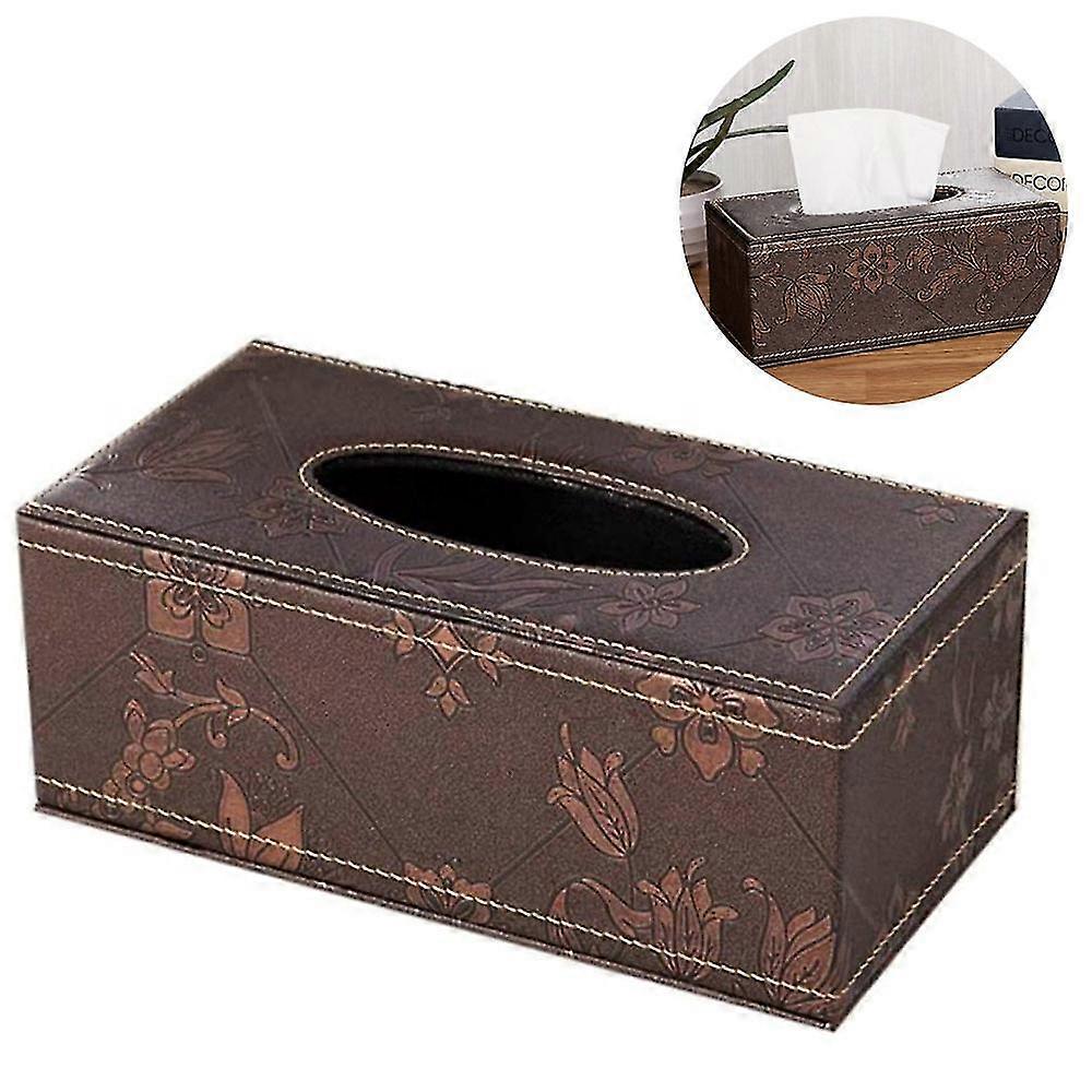 Leather Tissue Box, Rectangle Tissue Paper Box Cover Napkin Organizer