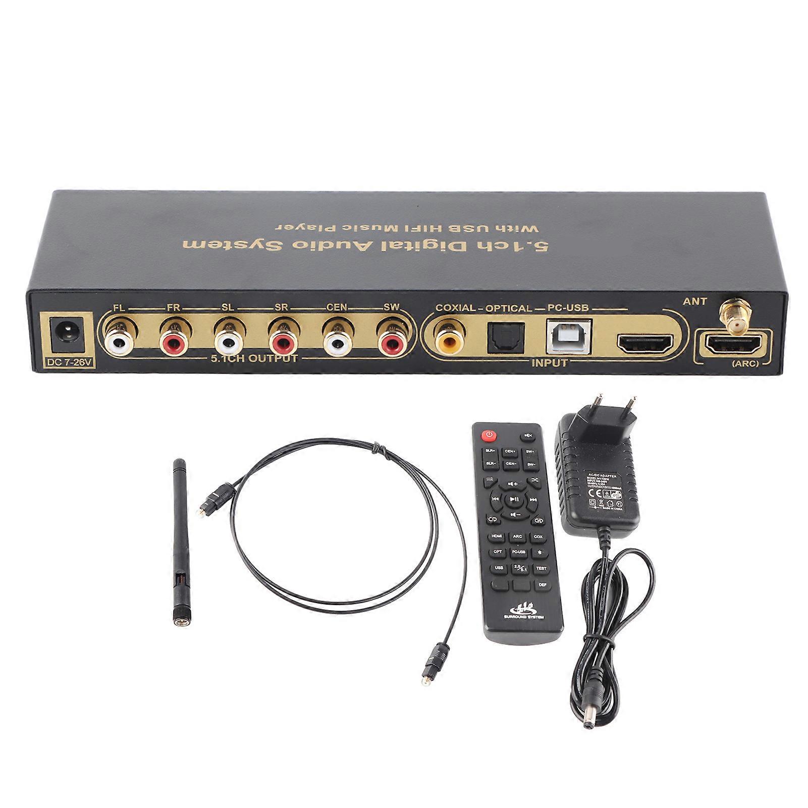 HD Multimedia Interface 5.1CH Sound Decoder HD Multimedia Interface Digital Sound Extractor Converter 100?240V EU Plug