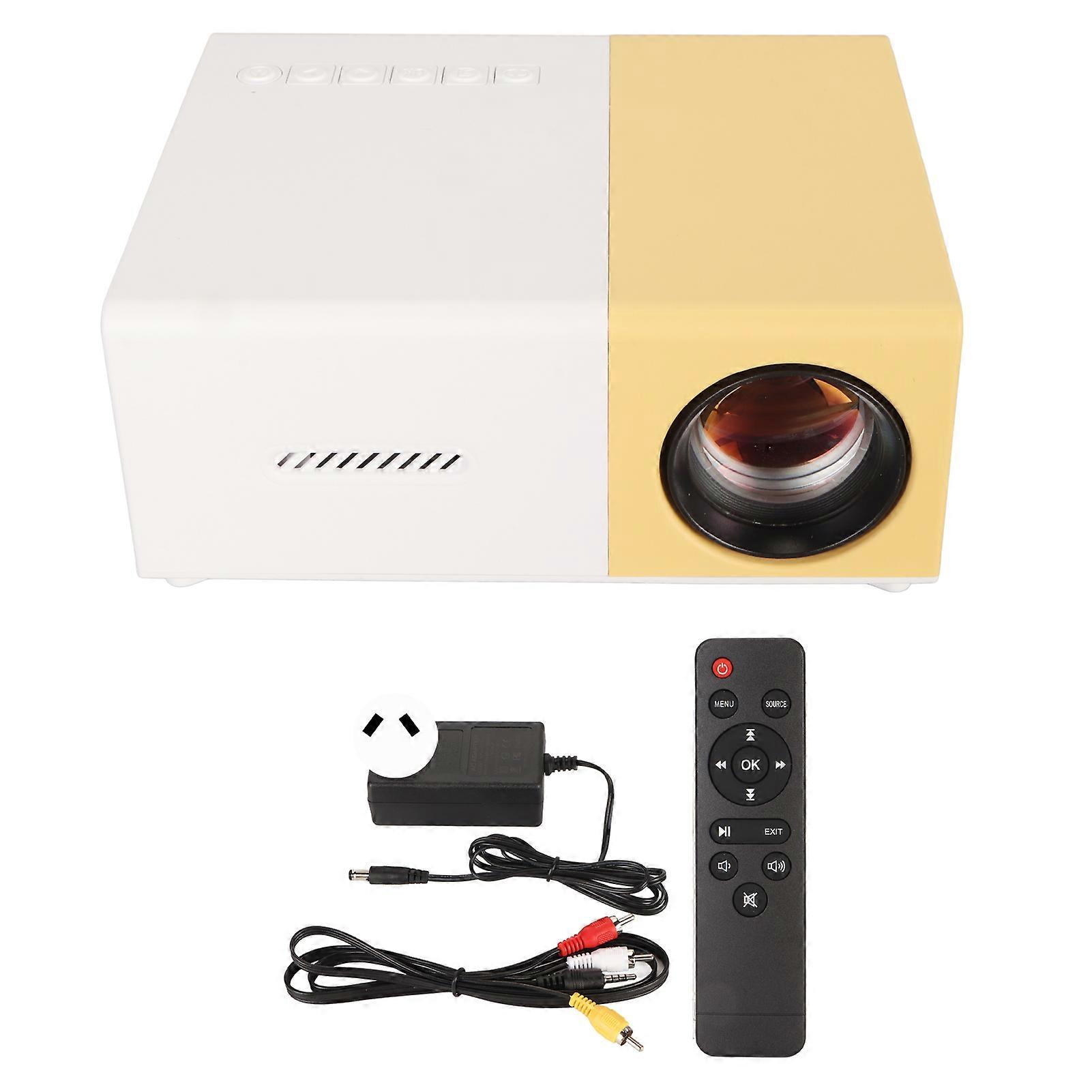 ミニプロジェクター FHD 1080P HD マルチメディアインターフェース USB AVポート 内蔵ステレオスピーカー 低ノイズ ポータブルプロジェクター 屋外 ホームシアター 映画用 ホワイト