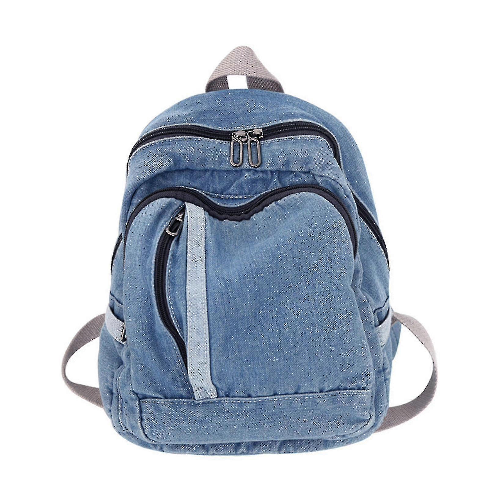 Blue Jean Backpack - Casual Denim Rucksack For Valentine's Day