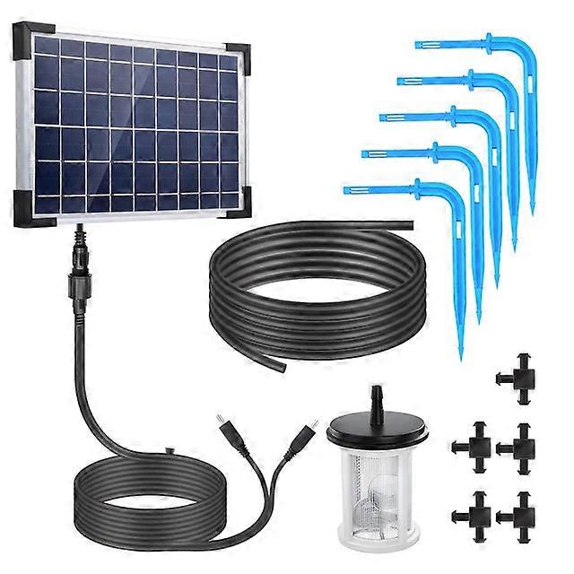 Auto System Solar Powered Drip Irrigation Kit - Built-in 2200mah Battery, Supports 30 Pots, 7 Timer Modes